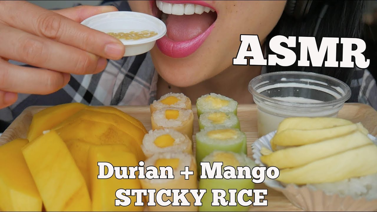 ASMR Mango + Durian Sticky Rice (SOFT EATING SOUND) NO TALKING | SAS-ASMR