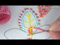 Beaded Hand Embroidery with 3D wheel and blanket stitch variation flower design for beginners