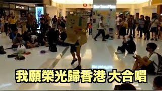 「香港に栄光あれ」大合唱 ダンボールマン指揮者【沙田新城市廣場】《 我願榮光歸香港 》大合唱