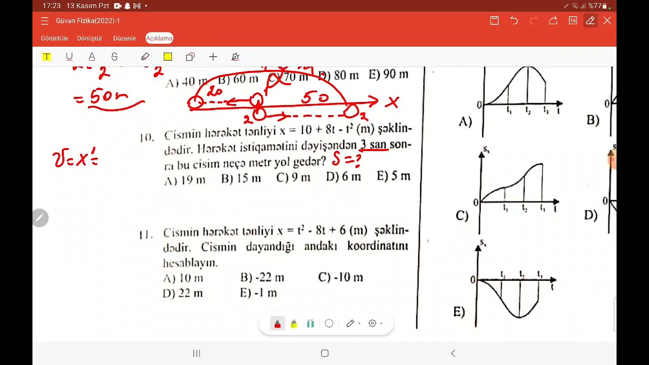 Fizika . Güvən 2022. Düzxətli bərabərtəcilli hərəkət /  Test C / Təqdim etdi: Aysel Zeynalova