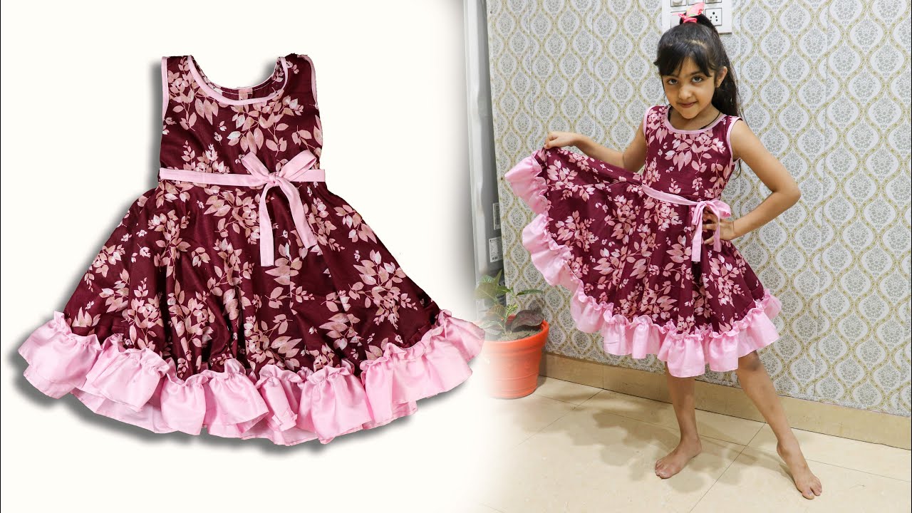 Cute Frock Design with cutting and stitching // frock design video
