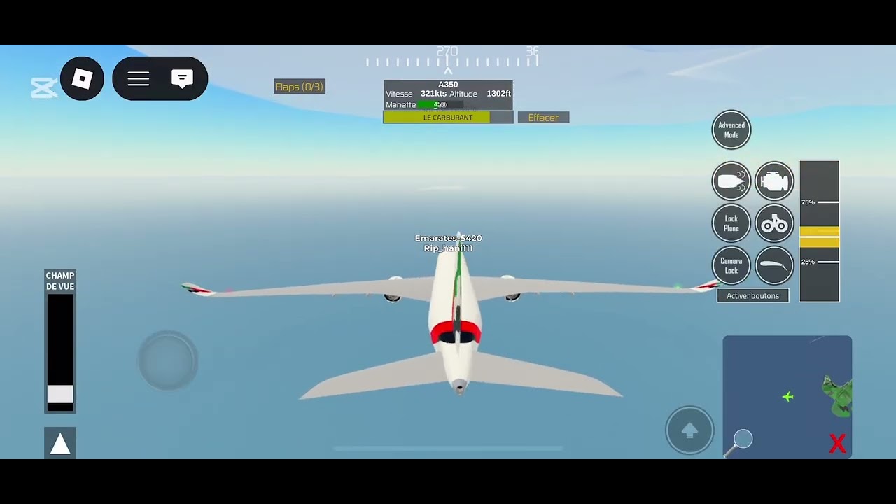 Flight simulator in Roblox 