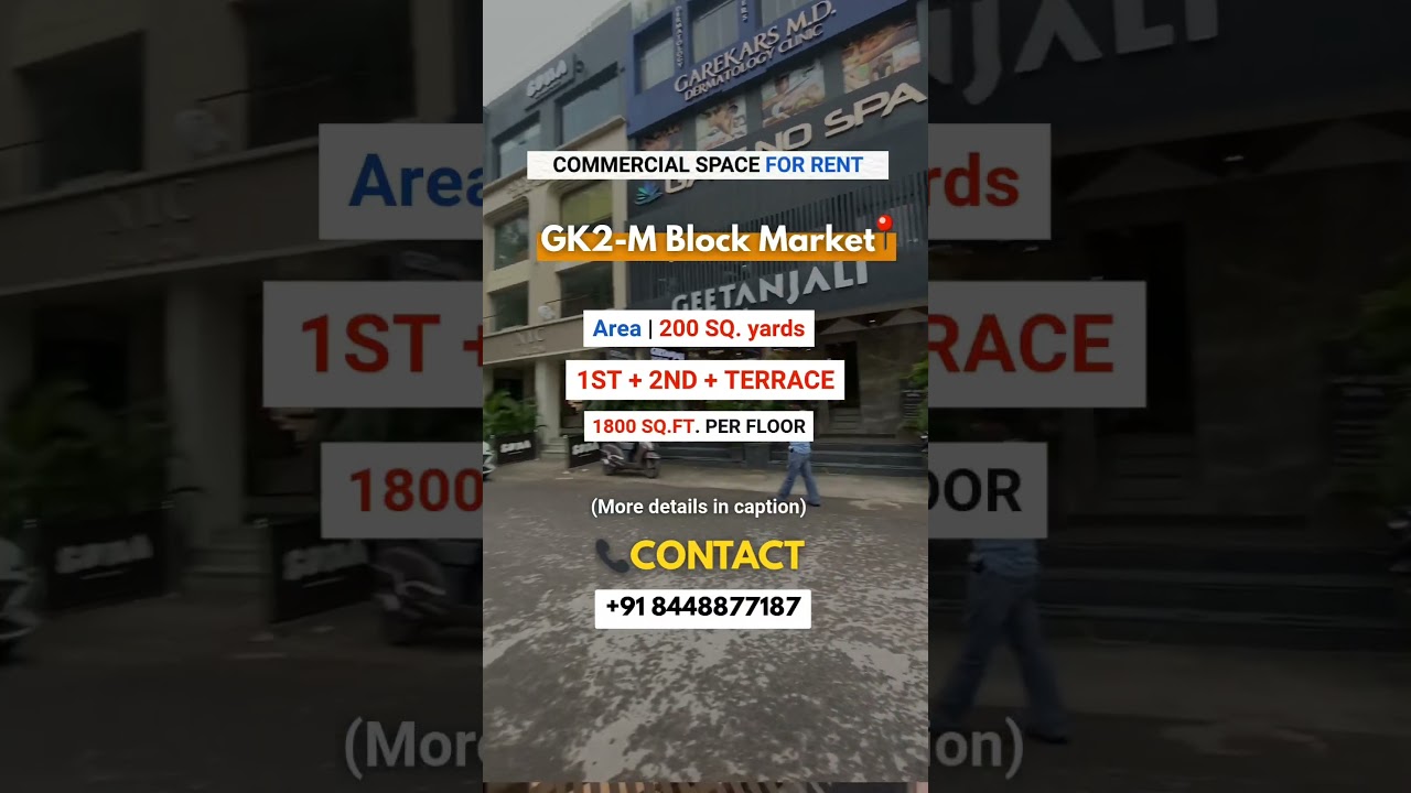 GK 2- M Block Market commercial space for Rent | 1ST + 2 ND + Terrace ✨