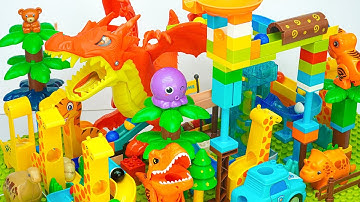 Satisfying Building Blocks Marble Run Very ! Block coasters filled with Giant Red Dragon