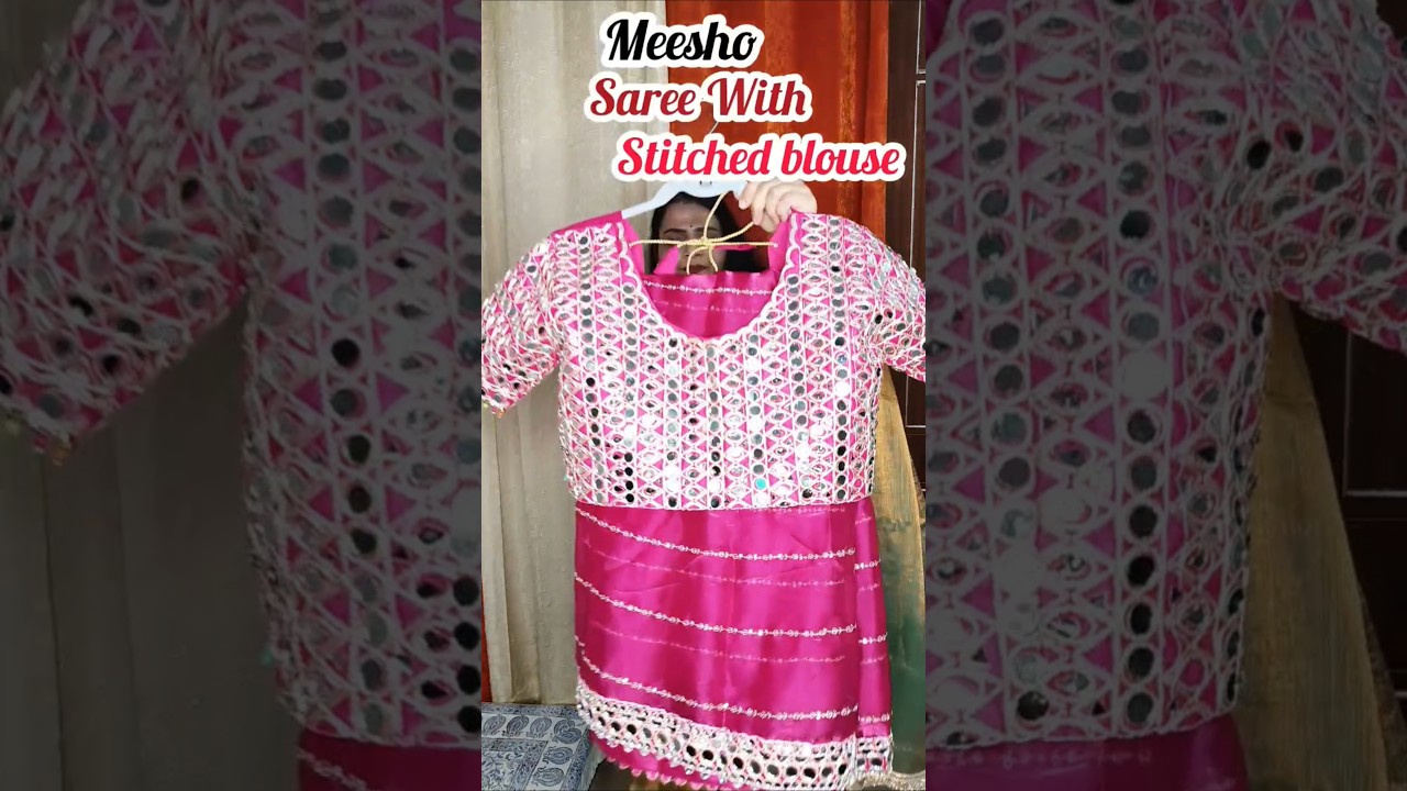 Real mirror work saree with Stitched blouse from 