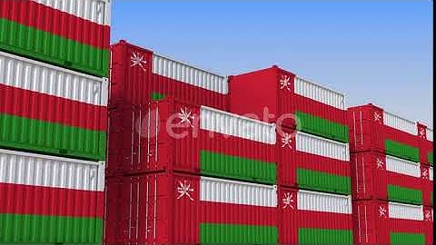 Container Yard Full of Containers with Flag of Oman | Motion Graphics - Envato elements