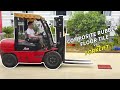 Test of a 45ton forklift pressed on the rubber floor mat