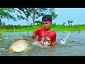 Amazing Fishing Video | Traditional Boy Catching Fish By Hook Plastic Bottle in Pond