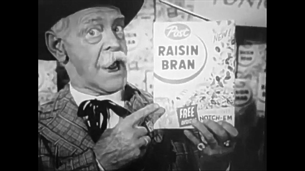 Post Raisin Bran Cereal With Looney Tunes Toys 1956 TV Commercial HD