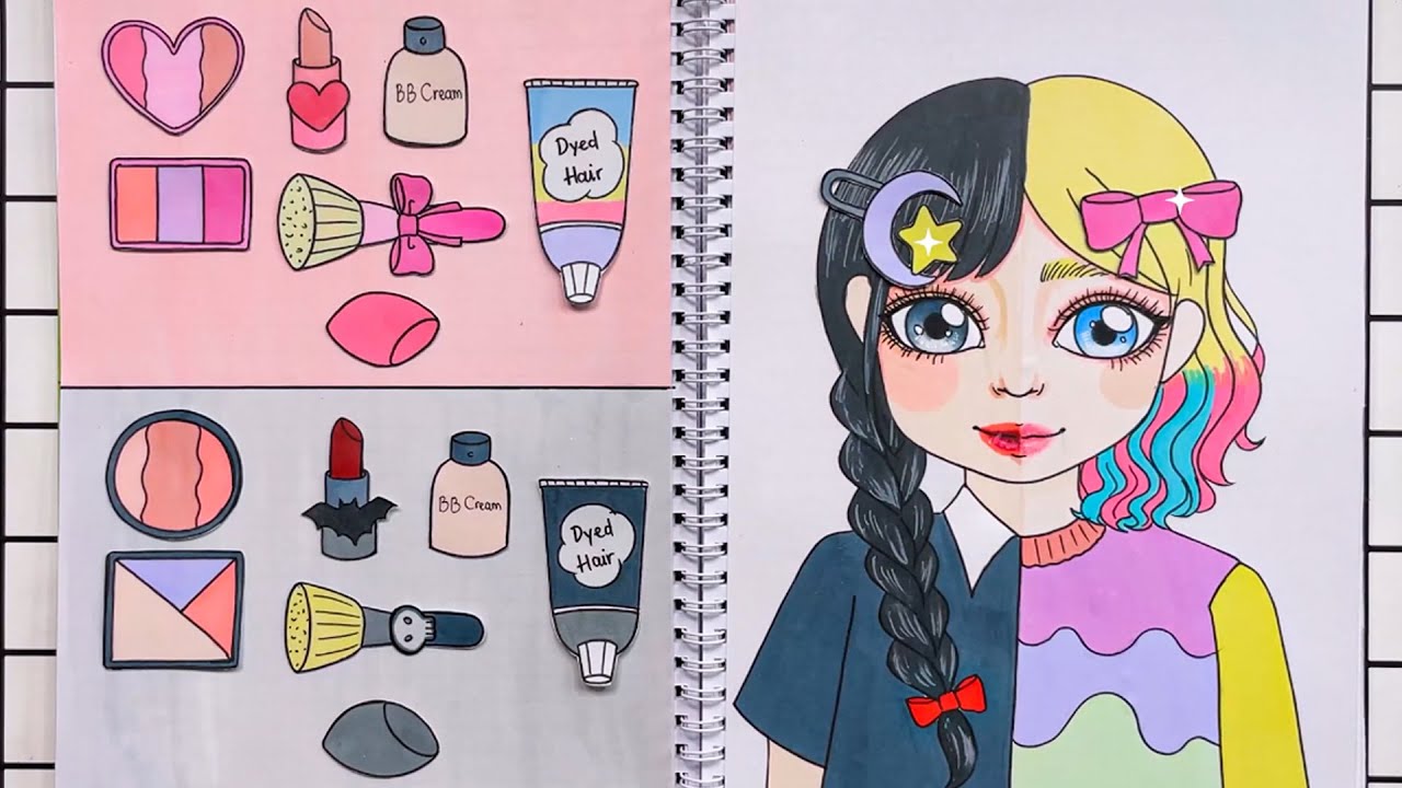 [🌈paper Diy🌈] Gaya rambut dengan 2 bagian hitam dan kuning yang indah ...