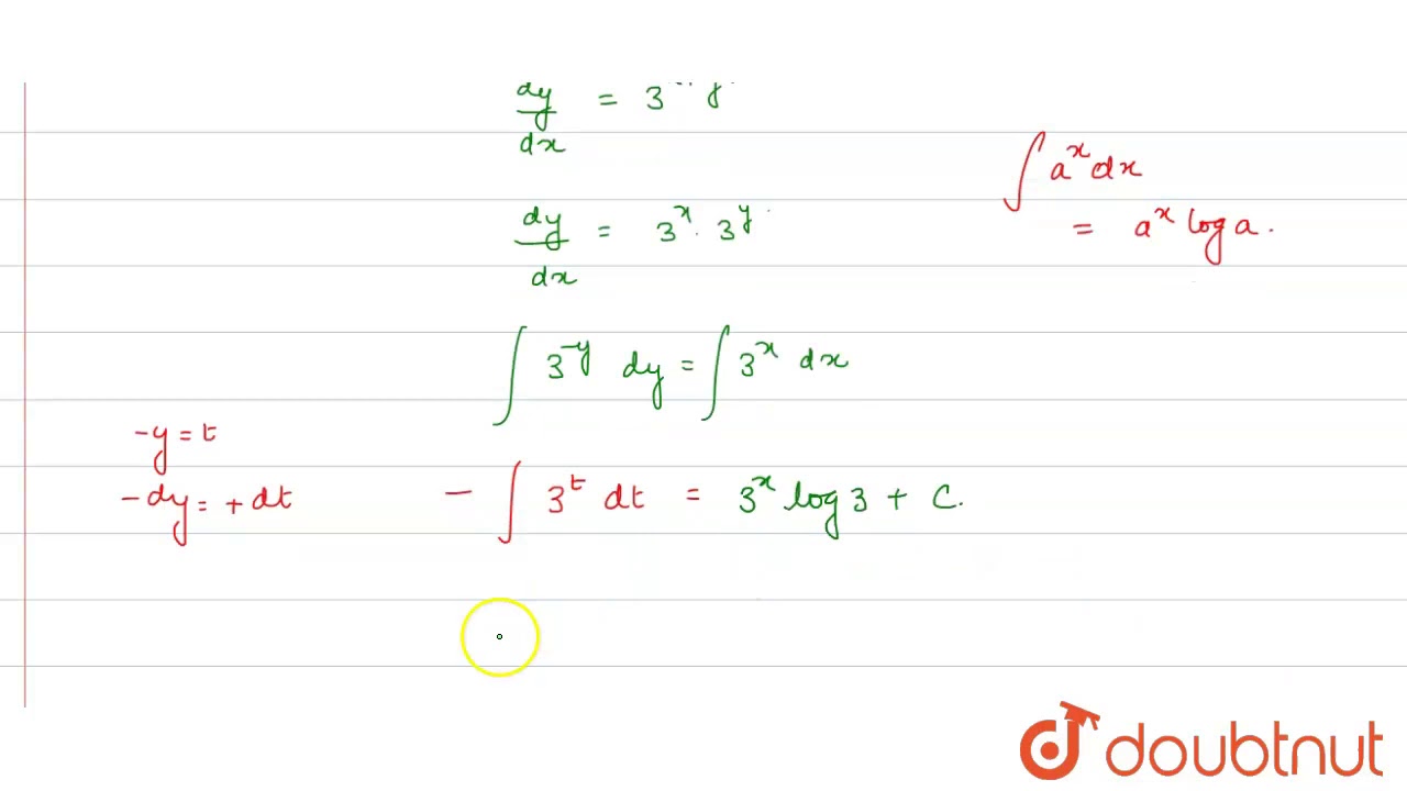 Solution Of dy dx 3 x y Is YouTube