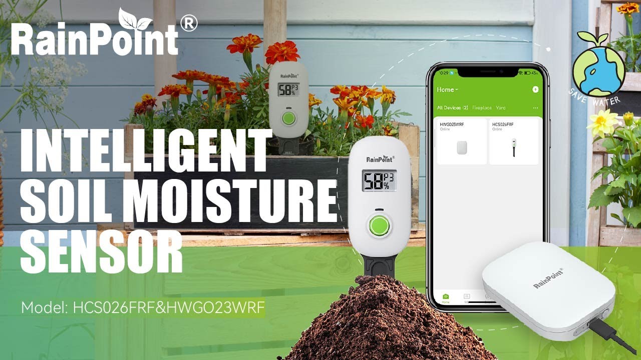 Gardening Tech Gadget RAINPOINT Smart Soil Moisture Meter - Digital ...