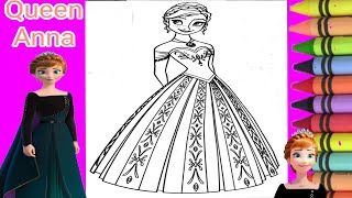 Let's Colour 👑 Queen Anna From Frozen Colouring Page/Coloring Book/drawing