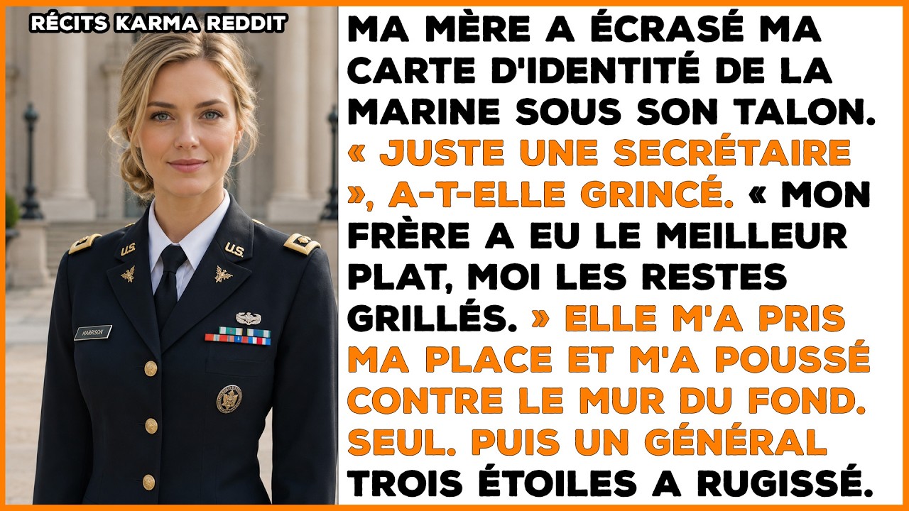 Ma mère a écrasé ma carte d'identité militaire sous son talon dans le camion, le caoutchouc grinçant contre le plastique. « Juste une secrétaire, a-t-elle craché. N'embarrasse pas ton frère...