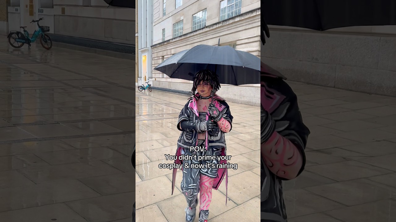 Cosplayer problems 😭 #cosplaymeme #comicconmeme #cosplaycommunity #memes #borderlands4 #rain