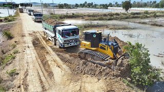 Replay! Filling Up The Land huge, Wonderful Bulldozer SHANTUI DH17C3, Dump Truck Unloading