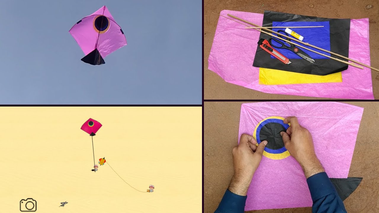 How to make fighter kite at home with kite flying tutorial Diy kite