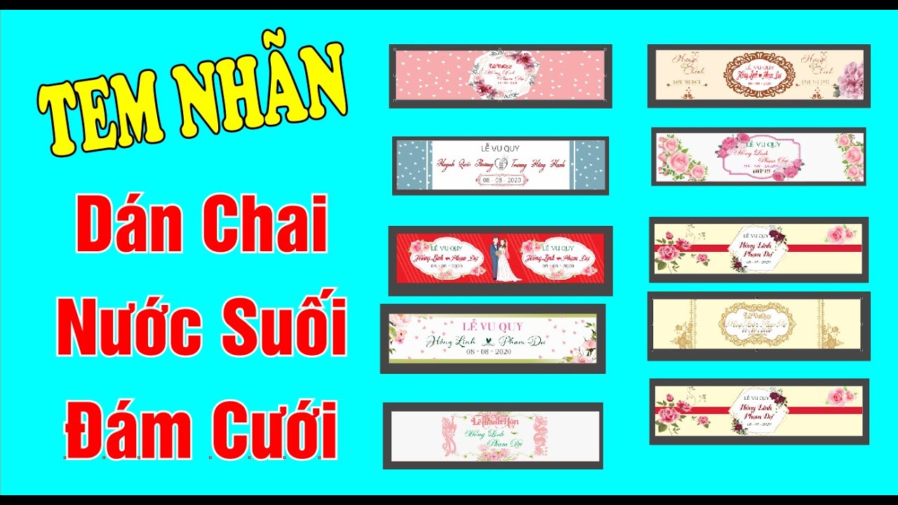 Tem Nhãn Dán Chai Nước Suối Đám Cưới - youtube