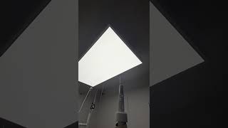 Translucent stretch ceiling with backlit in suspended wooden box #stretchceiling #srlight