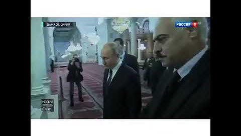 Путин показывает где спустится пророк Иса ъ с  когда выйдет Махди ъ с