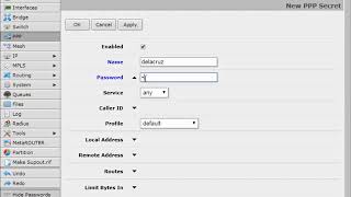 Create Secrets (user accounts) in MikroTik PPPoE screenshot 4