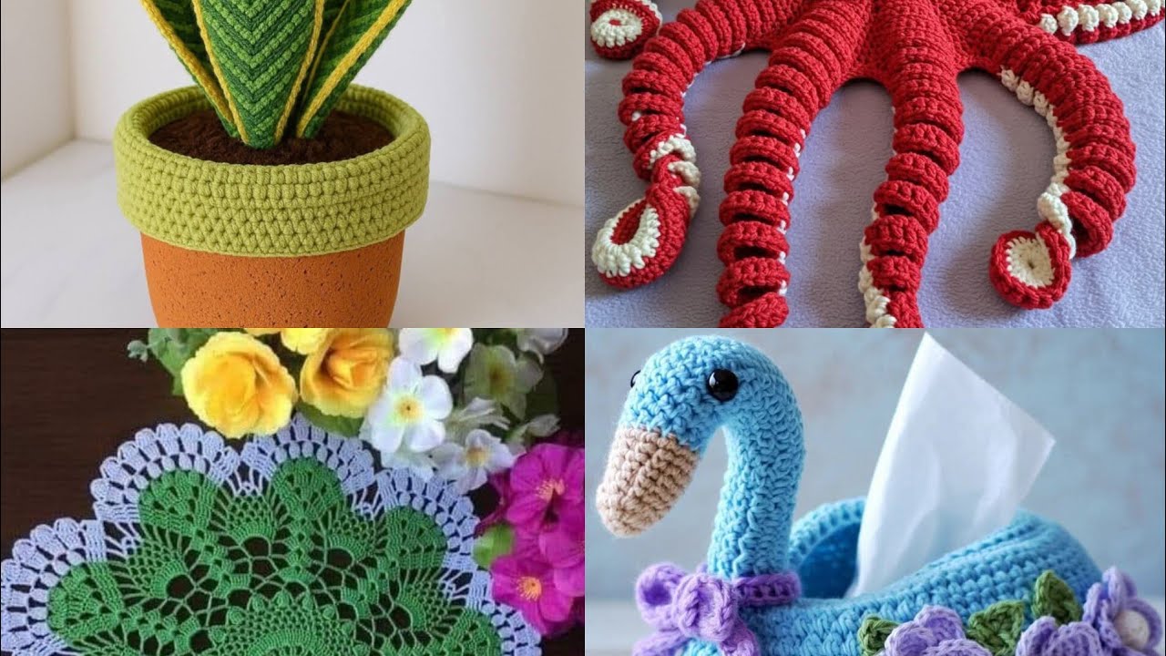 Самые красивые идеи для домашнего декора, связанные крючком, идеи для ручной работы, настольные д...