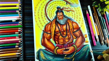 Lord Hanuman Drawing With Colour Pencil, How To Draw Hanuman Ji Full Body, Colouring Tutorial