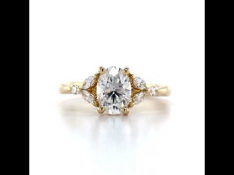 Oval and Marquise Moissanite Cathedral Engagement Ring ring video