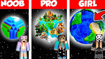 Minecraft Battle: PLANET HOUSE BUILD CHALLENGE - NOOB vs PRO vs GIRL / Animation