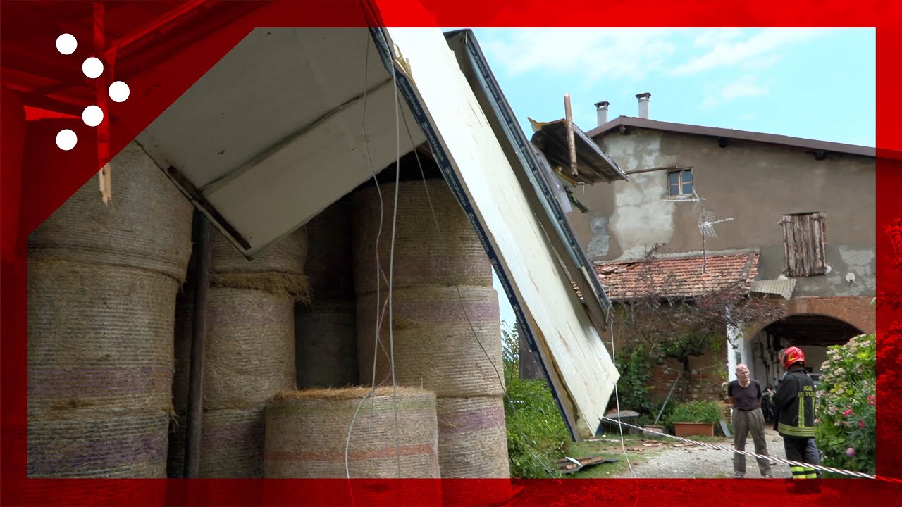 Maltempo in Lombardia, danni a una cascina di Treviglio (Bergamo): distrutto il tetto del fienile