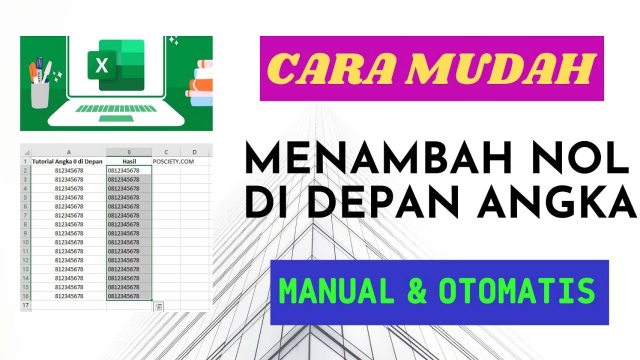 Cara Mudah Menambah Nol di Depan Angka Pada Excel - YouTube