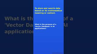 What Is the Purpose of a Vector Database? #shortsquiz #shorts #ai #short