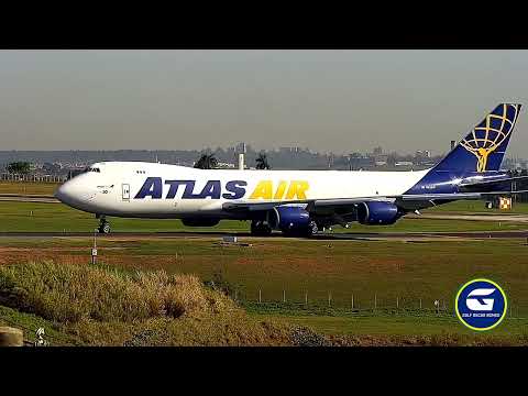 Pouso do Boeing 747 da Atlas Air com liberação na última taxiway em Viracopos