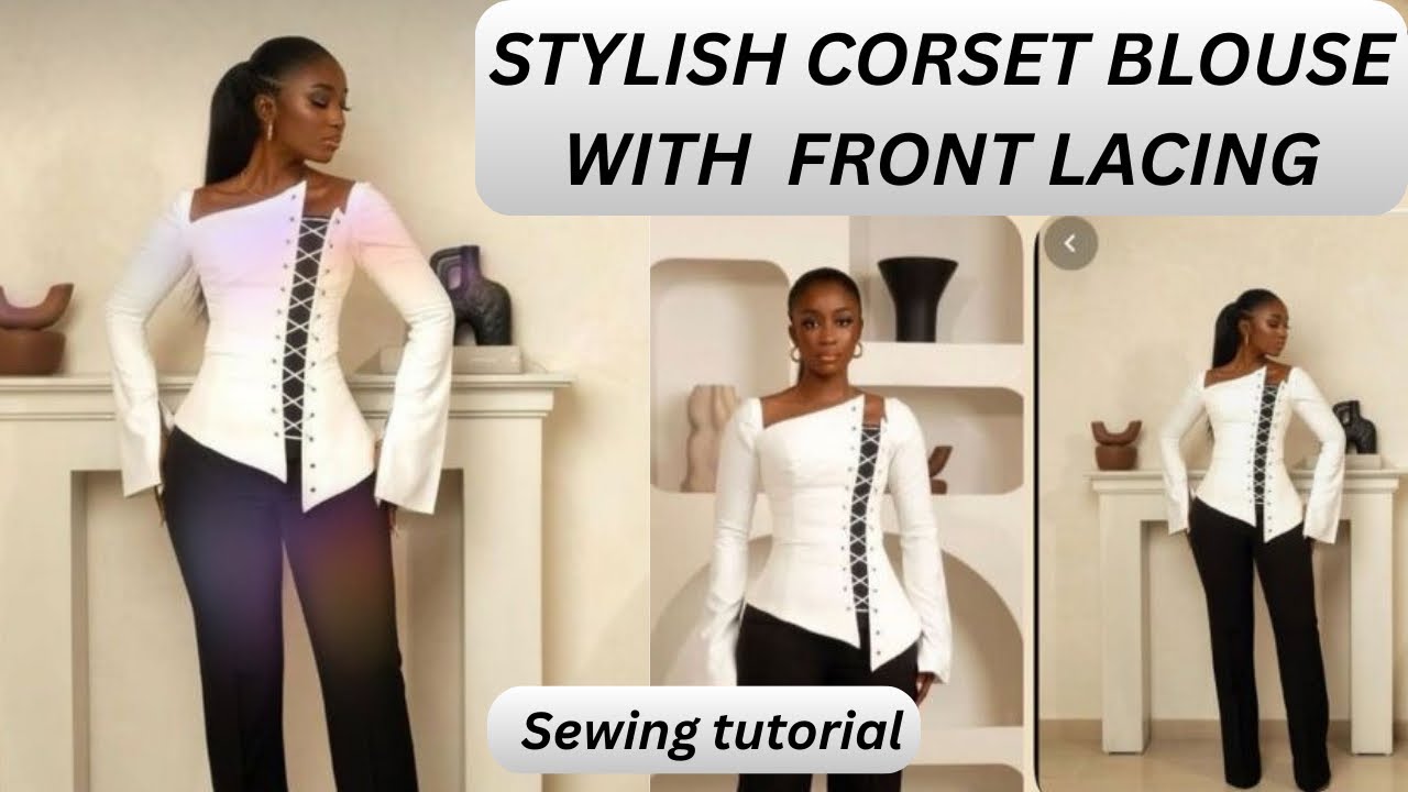 How to cut and sew a stylish in-built corset blouse with front