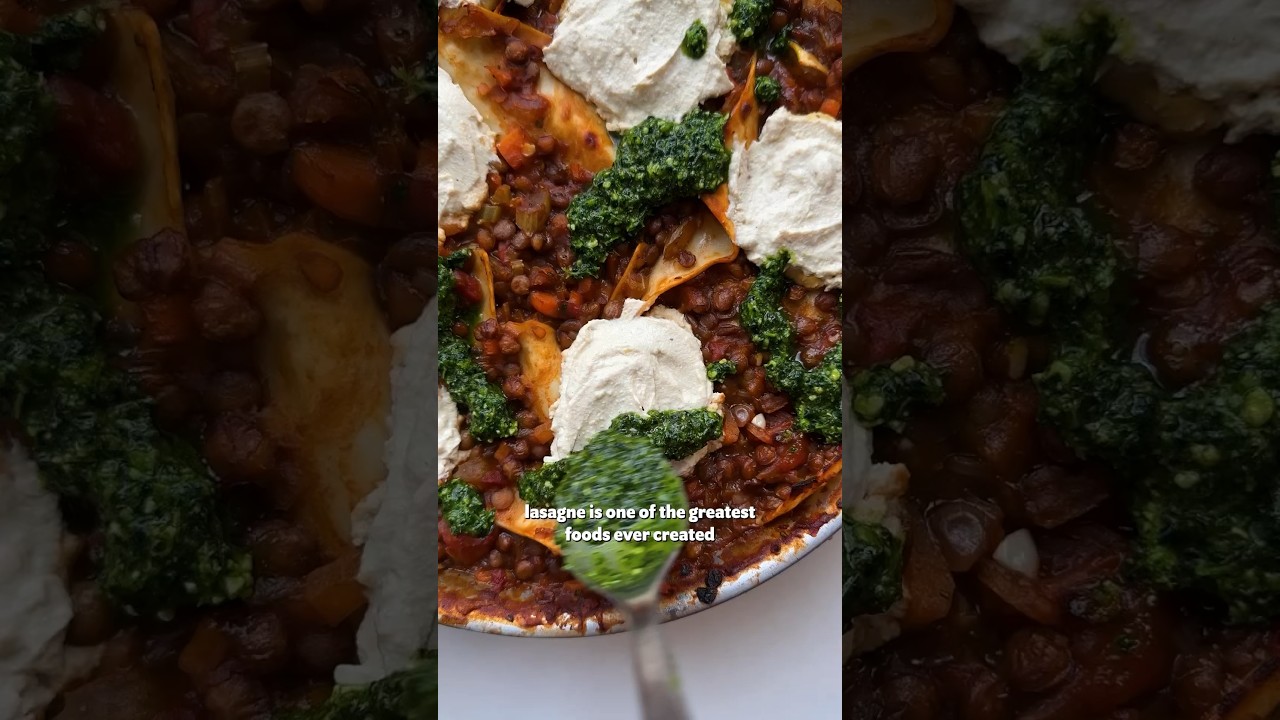 One Pan Lentil Lasagne | SO VEGAN #vegan #recipe #veganrecipes #food  #shorts #italianfood #lasagna