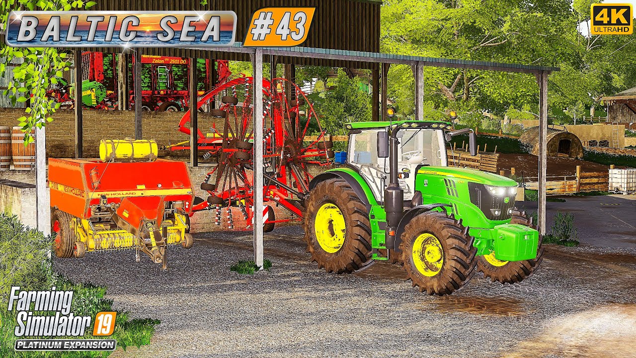 Making Clover Silage Bales. Harvesting Oat. Raking Hay ⭐ Baltic Sea #43 ⭐ FS19 4K Timelapse