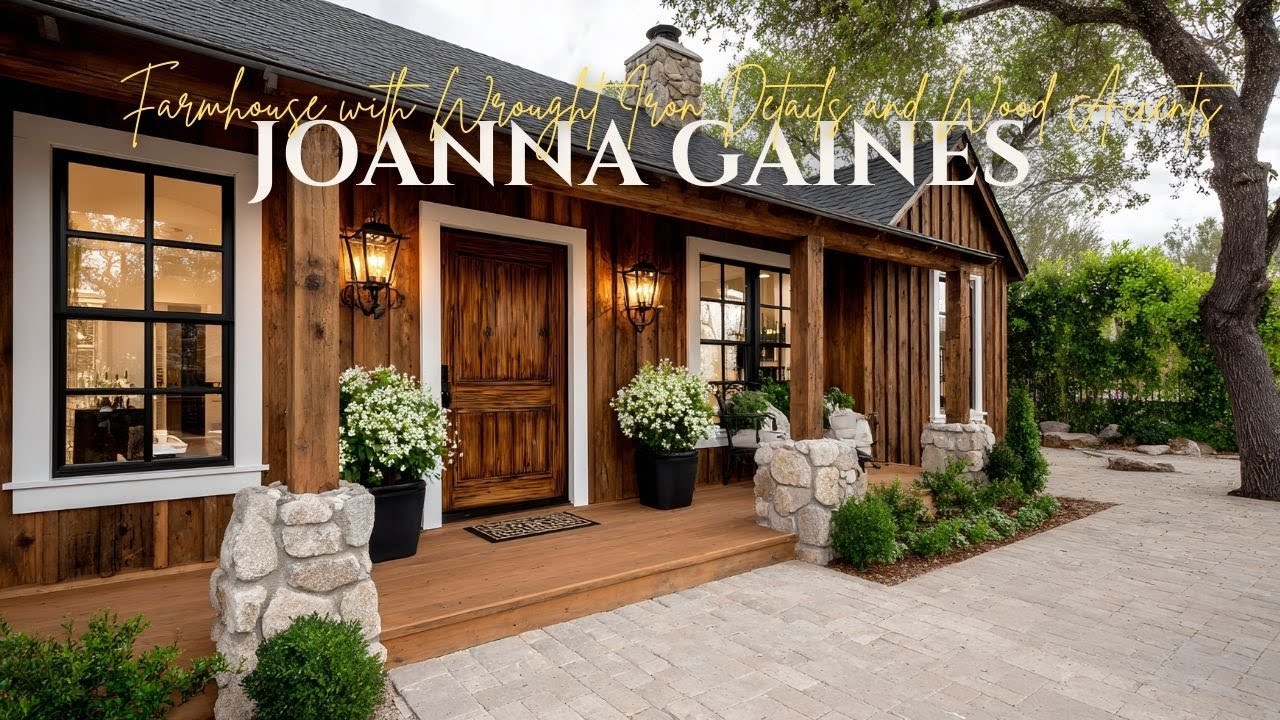 Изысканный фермерский дом с коваными деталями и деревянными акцентами, вдохновлённый Джоанной Гейнс