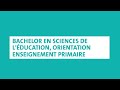 Bachelor en sciences de lducation orientation enseignement primaire