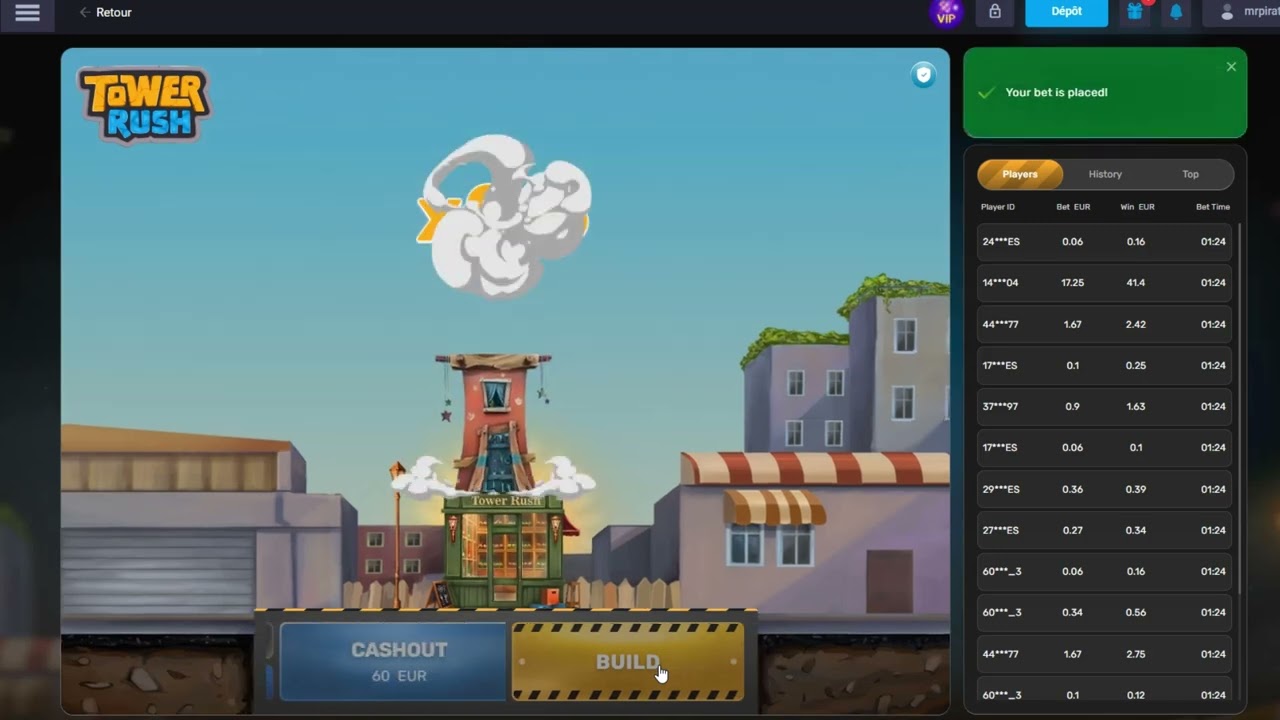 Interface du lobby de jeux Mystake Casino montrant les catégories et les machines à sous