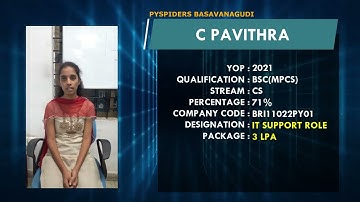 Got placed in as "IT SUPPORT ROLE" | Pyspiders Basavanagudi | Congratulations  PAVITHRA