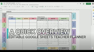 Google Sheets Editable Digital Teacher Planner - A quick introduction