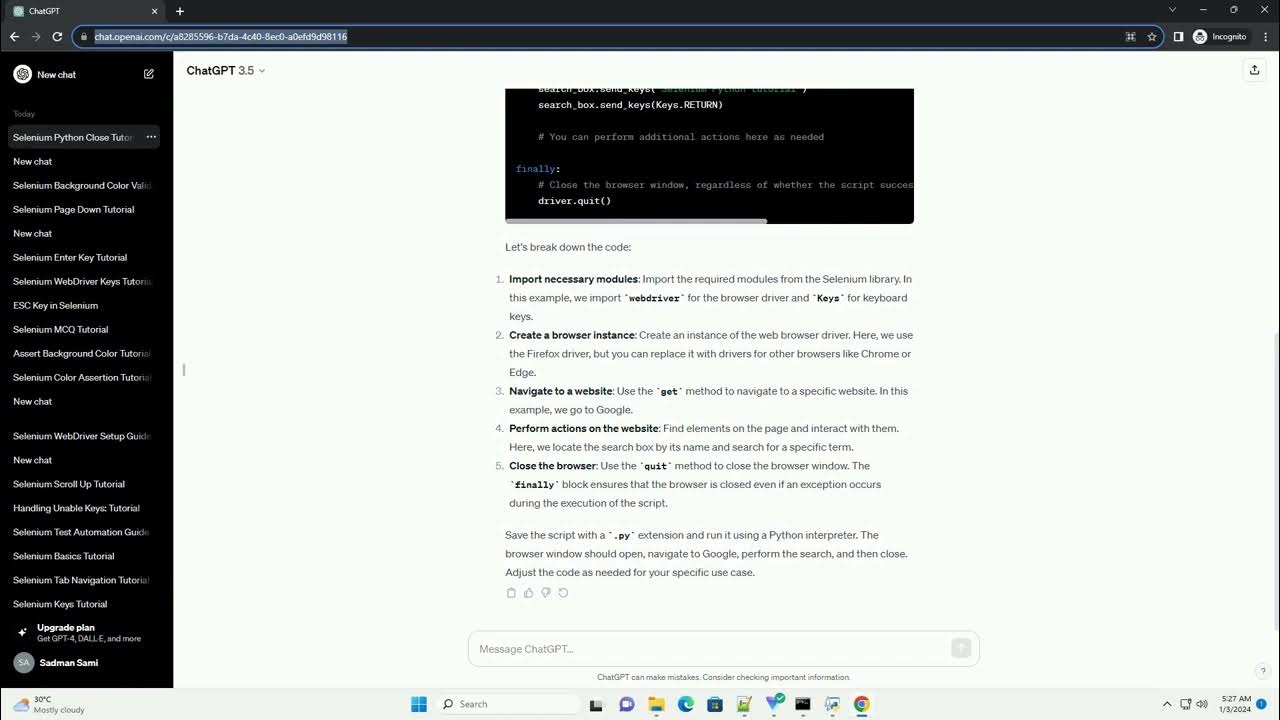 selenium python close program - YouTube