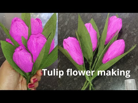 DIY tulipflowermaking,How to make tulip flower easy|easy papercraft|DIY ...