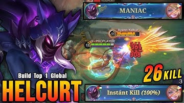 26 Kills + MANIAC!! Insane Damage Helcurt Deadly Jungler!! - Build Top 1 Global Helcurt ~ MLBB