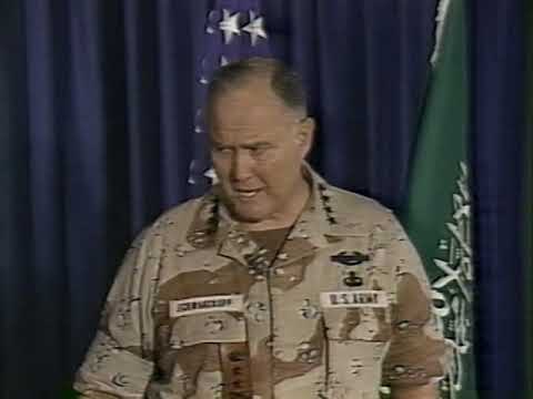 Gulf War February 28, 1991 12:30-1:19 a.m. ET General Schwarzkopf briefing rebroadcast ABC News still
