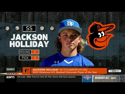 Orioles select high school SS Jackson Holliday with No. 1 pick in MLB Draft