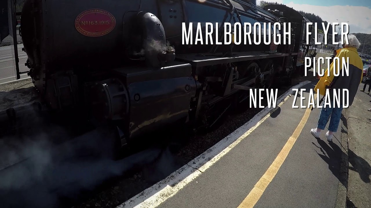 Steam trains in New Zealand. The Marlborough Flyer leaving the station