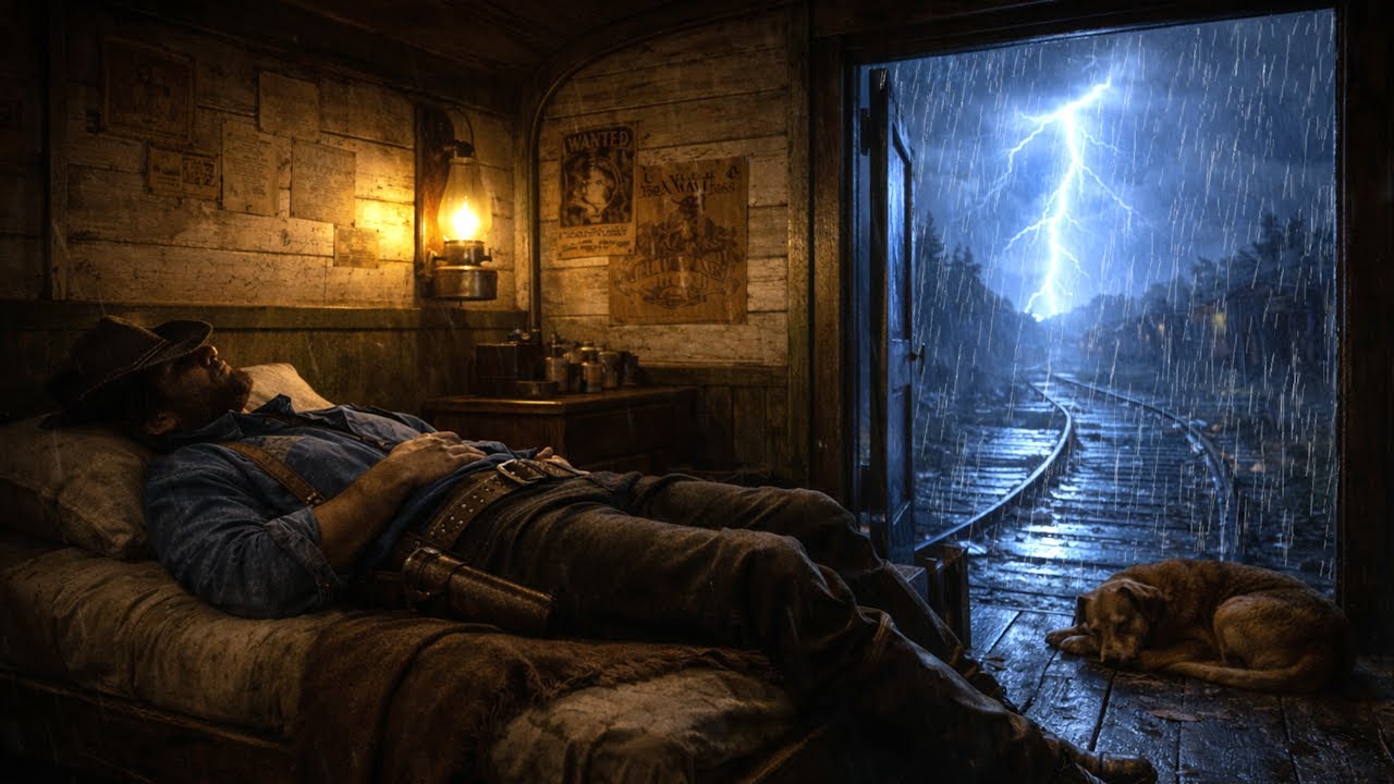 Езда в крытом фургоне во время грозы с моей любимой собакой | РДР2 АСМР