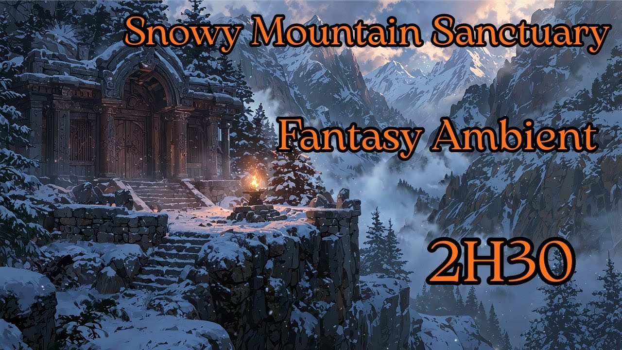 Fantasy Mountain Sanctuary – Snowy Temple Dawn | 2h+ Relaxing Ambient Music 2H30
