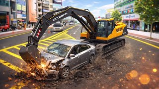3D Driving Class 🚜 Giant Excavator Crushing Car in City | Epic Destruction Scene 💥 screenshot 5